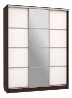 Бассо 2-600 с зеркалом (полки слева) венге/белый