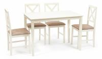 Обеденный комплект эконом Хадсон (стол + 4 стула)/ Hudson Dining Set дерево гевея/мдф, стол: 110х70х75см / стул: 44х42х89см, ivory white (сл фото Обеденный комплект эконом Хадсон (стол + 4 стула)/ Hudson Dining Set дерево гевея/мдф, стол: 110х70х75см / стул: 44х42х89см, ivory white (сл. Фото №1