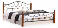 Кровать AT-822 дерево гевея/металл, 140*200 см (Double bed), красный дуб/черный фото Кровать AT-822 дерево гевея/металл, 140*200 см (Double bed), красный дуб/черный. Фото №1
