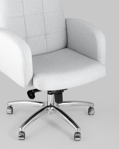Кресло руководителя Лестер микровелюр светло-серый. Фото №9