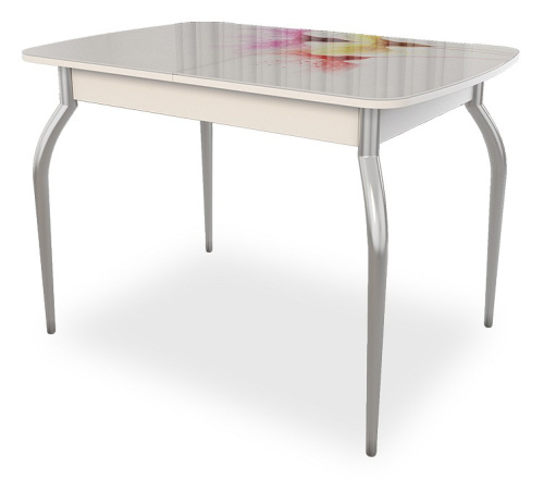 Танго Стол (обеденный) белый/Цветы. Фото №1