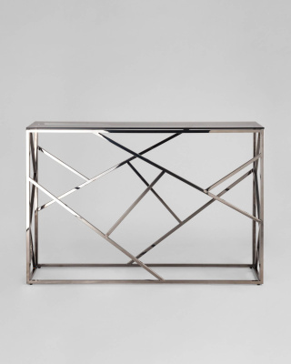 Консоль АРТ ДЕКО 115*30 стекло smoke сталь тёмный хром фото Консоль АРТ ДЕКО 115*30 стекло smoke сталь тёмный хром. Фото №4