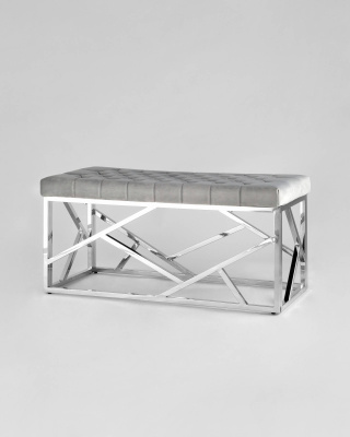 Банкетка-скамейка АРТ ДЕКО велюр серый сталь серебро фото Банкетка-скамейка АРТ ДЕКО велюр серый сталь серебро. Фото №3