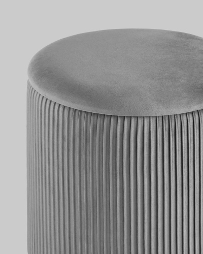 Пуф Шарлотта с ящиком велюр серый. Фото №6