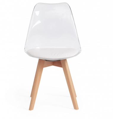 Стул Secret De Maison TULIP  (mod. 73) дерево/пластик/ПУ, 53 х 49 х 83 см , прозрачный/Transparent, подушка белая/Cushion whit (поставляется. Фото №2