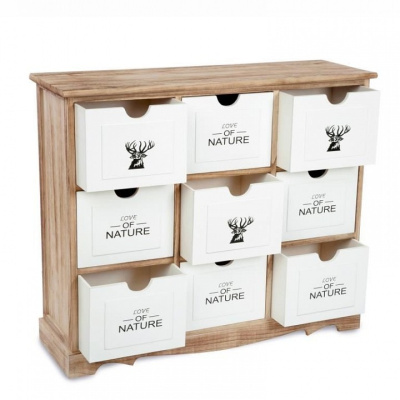 Комод с девятью ящиками цвет каркаса Натуральный / Белый с принтом фото Комод с девятью ящиками цвет каркаса Натуральный / Белый с принтом. Фото №2