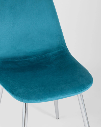 Стул Валенсия велюр темно-бирюзовый хромированные ножки. Фото №9
