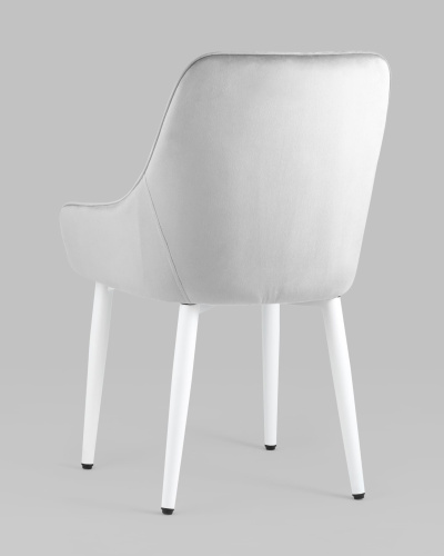 Стул Диана велюр серый ножки белые. Фото №7