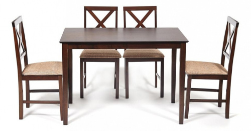 Обеденный комплект эконом Хадсон (стол + 4 стула)/ Hudson Dining Set дерево гевея/мдф, стол: 110х70х75см / стул: 44х42х89см, cappuccino (тем. Фото №1