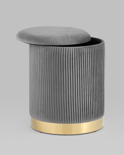 Пуф Шарлотта с ящиком велюр серый. Фото №4