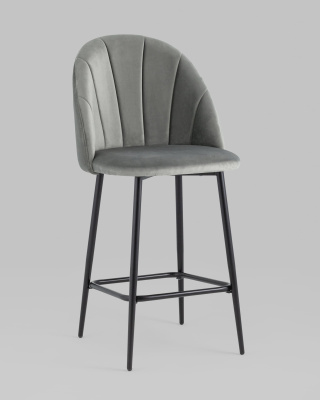 Стул полубарный Логан велюр серый. Фото