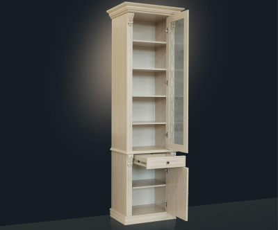 Шкаф для книг 1-ств. с зеркалом и стеклянными полками  Б5.15-5. Фото №2