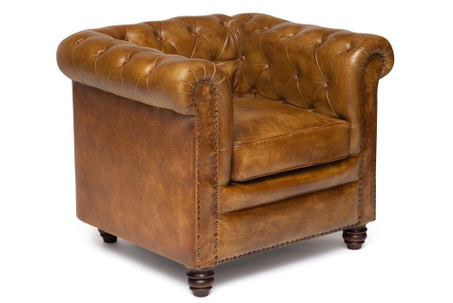Кресло Secret De Maison Честер (Chester) 1157B из натуральной кожи (Античный светлый). Фото №1