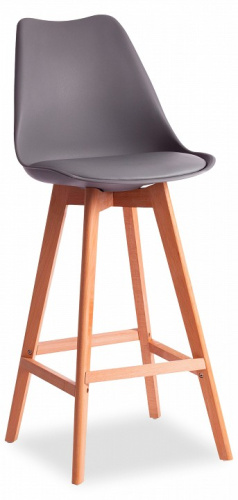 Стул Secret De Maison TULIP BAR (mod. C1014H) пластик/дерево, 57 х 48 х 104 см, серый 024 /натуральный  (поставляется по 4 шт). Фото №1