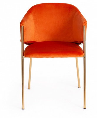 Стул  KRONOS (mod. 8158) металл/вельвет, рыжий/золотые ножки, G062-24 (поставляется по 2 шт). Фото