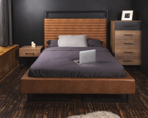 Комод с 5 ящиками Loft Дуб табак/Графит. Фото №9